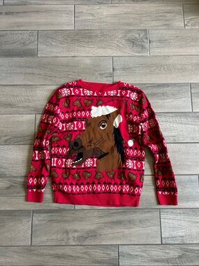 Holiday Red Horse Knit Sweater - ugly Christmas sweater